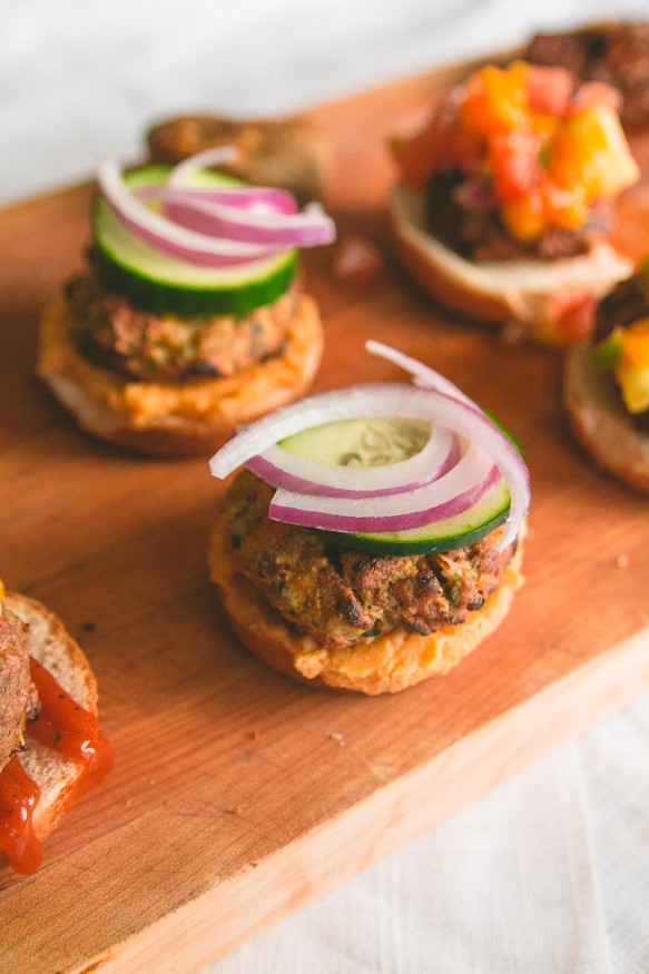 Spicy Veggie Burger Slider Trio #spicy #sliders #vegetarian