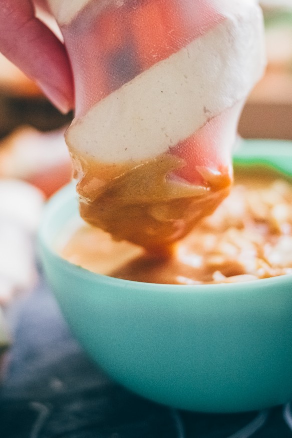 Sesame Ginger Tofu Spring Rolls With Sriracha Peanut Sauce