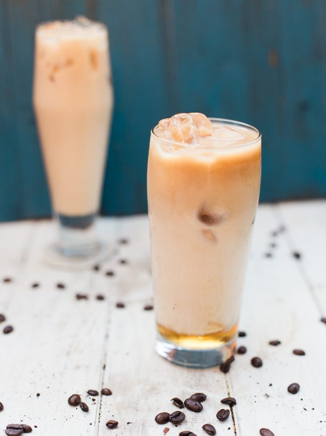 A coffee cocktail perfect for summer time! Cinnamon whiskey adds a lovely spice to this iced coffee cocktail. Delicious and refreshing!