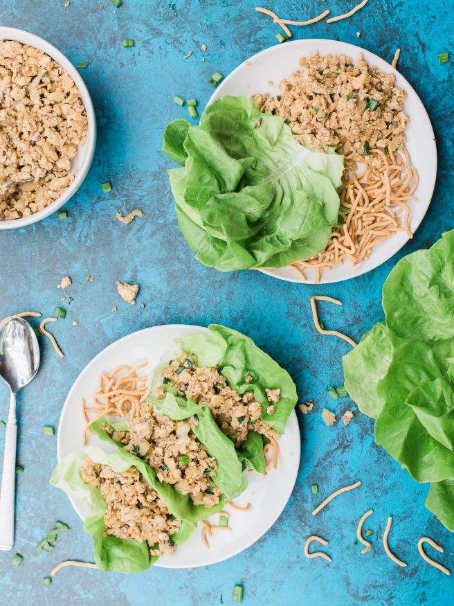 Chicken lettuce wraps cooked in soy sauce, hoisin sauce, sriracha and other amazing ingredients. A great appetizer or main course. One of my favorites!