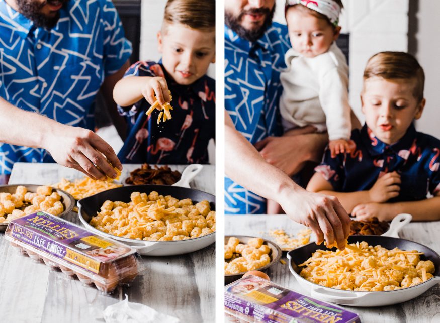 Making an easy breakfast dish with with Bacon Egg and Cheese Totchos. This makes the perfect candidate for a breakfast to cook up with the kids! 