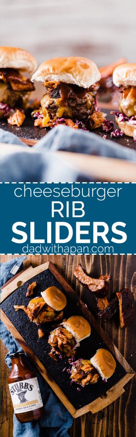 These Baby Back Ribs cheeseburger sliders, topped with a red cabbage slaw will blow your guests socks off this Fourth of July!