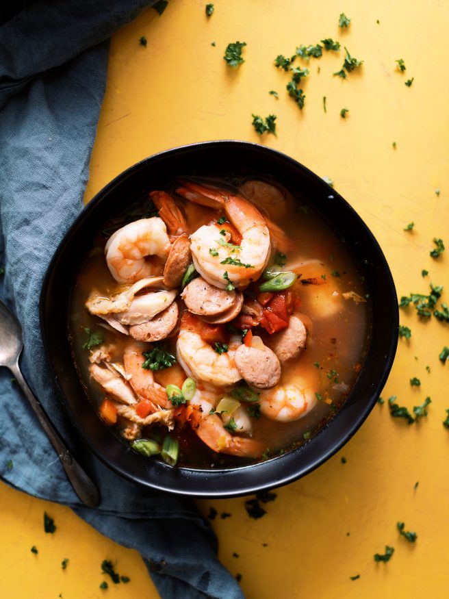 Jambalaya Soup that is low carb and perfect for a keto or any low carb diet. Loaded with shrimp, andouille sausage, chicken and the perfect amount of heat!