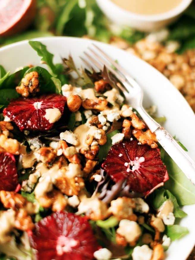 This Spicy Walnut blue cheese and Blood Orange Salad has everything you can ask for in a salad. Its savory, spicy with a little sweet and tartness.