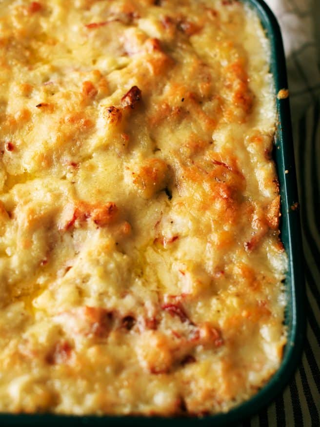 Colcannon traditionally is mashed potatoes with cabbage. I'm taking this up to a new level with adding some cooked corned beef