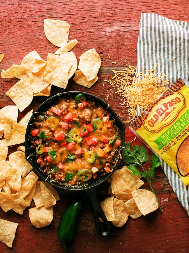 Everything you love about a taco, but in dip form! This taco dip Perfect for Cinco De Mayo!