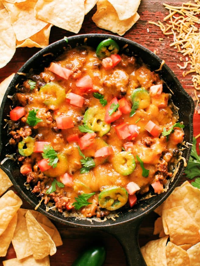 Everything you love about a taco, but in dip form! This taco dip Perfect for Cinco De Mayo!