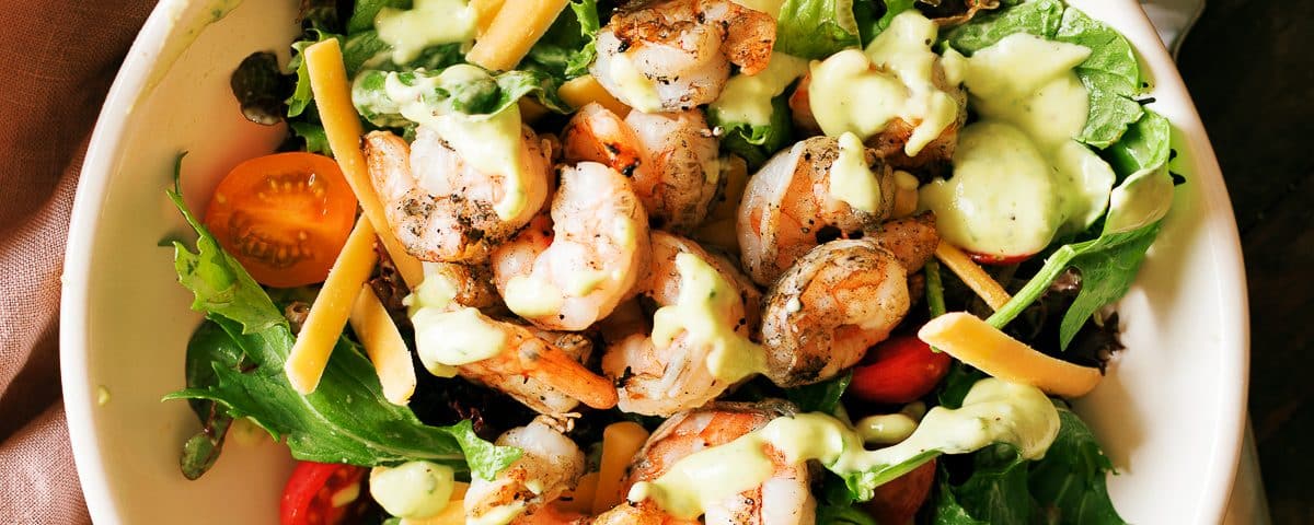 Grilled Shrimp Salad with Citrus Avocado Dressing