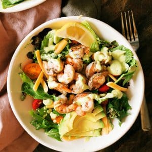 Grilled Shrimp Salad with Citrus Avocado Dressing