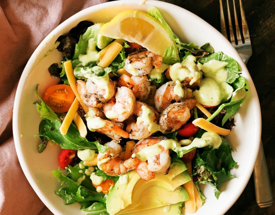 Grilled Shrimp Salad with Citrus Avocado Dressing