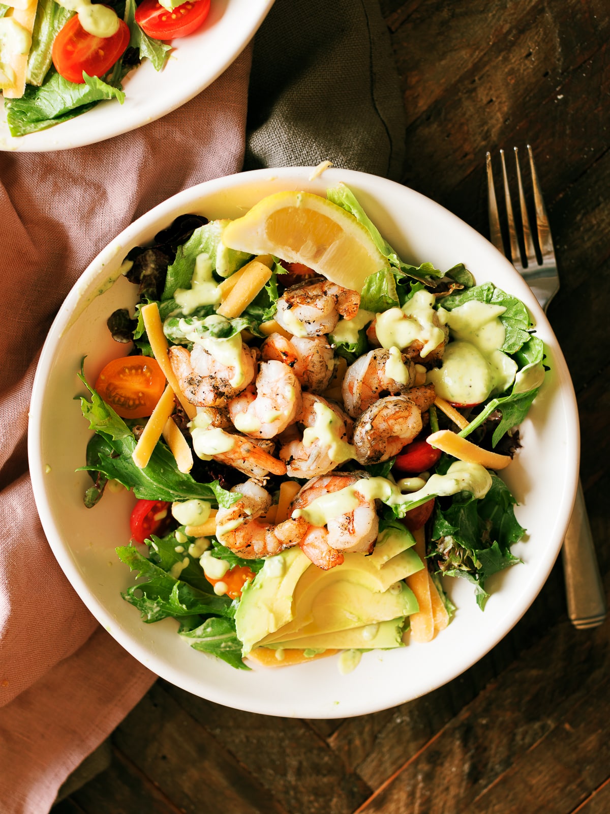 Grilled Shrimp Salad with Citrus Avocado Dressing