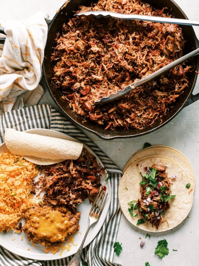 Smoked carnitas is Pork shoulder smoked with hickory wood pellets, then braised in a mixture of fresh squeezed oranges, onion, garlic, and mexican seasoning