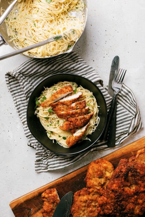 Cacio e Pepe with Chicken Cutlets - Dad With A Pan